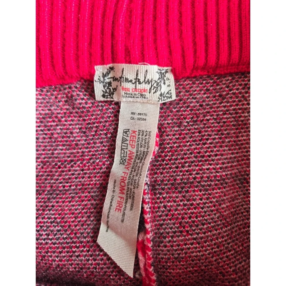 Free People FaLaLa Leggings Red Combo Fair Isle Knit S Cozy Christmas Nordic Ski